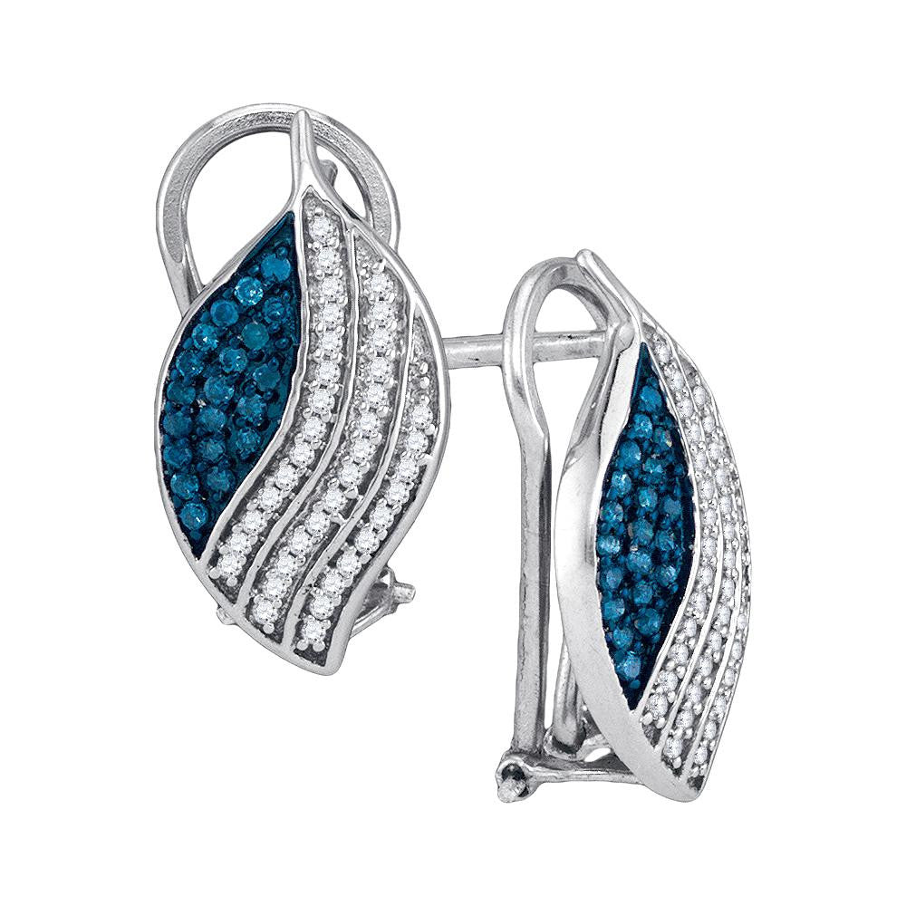 1-2CTW-Diamond MICRO-PAVE BLUE EARRING