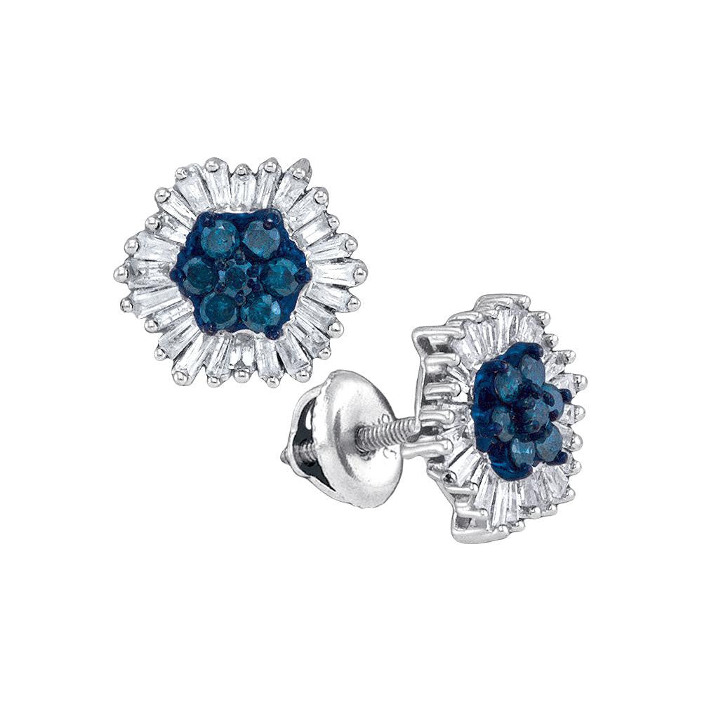 7-8CTW-Diamond MICRO-PAVE BLUE EARRING