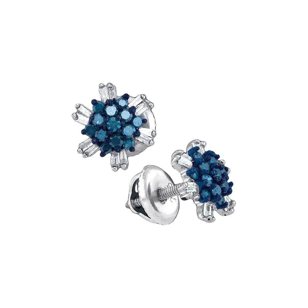 1-2CTW-Diamond MICRO-PAVE BLUE EARRING