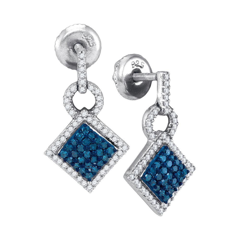 1-2CTW-Diamond MICRO-PAVE BLUE EARRING