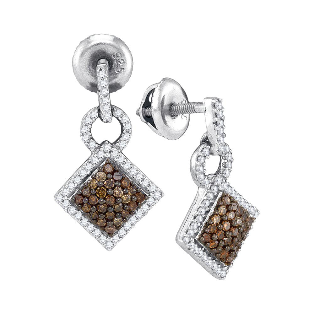 1-2CTW-Diamond MICRO-PAVE BROWN EARRING