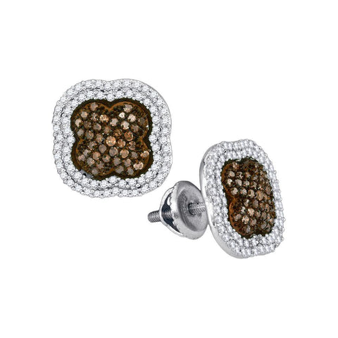 3-4CTW-Diamond MICRO-PAVE BROWN EARRING