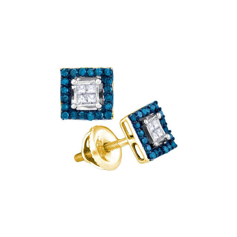 1-3CTW-Diamond MICRO-PAVE BLUE EARRING