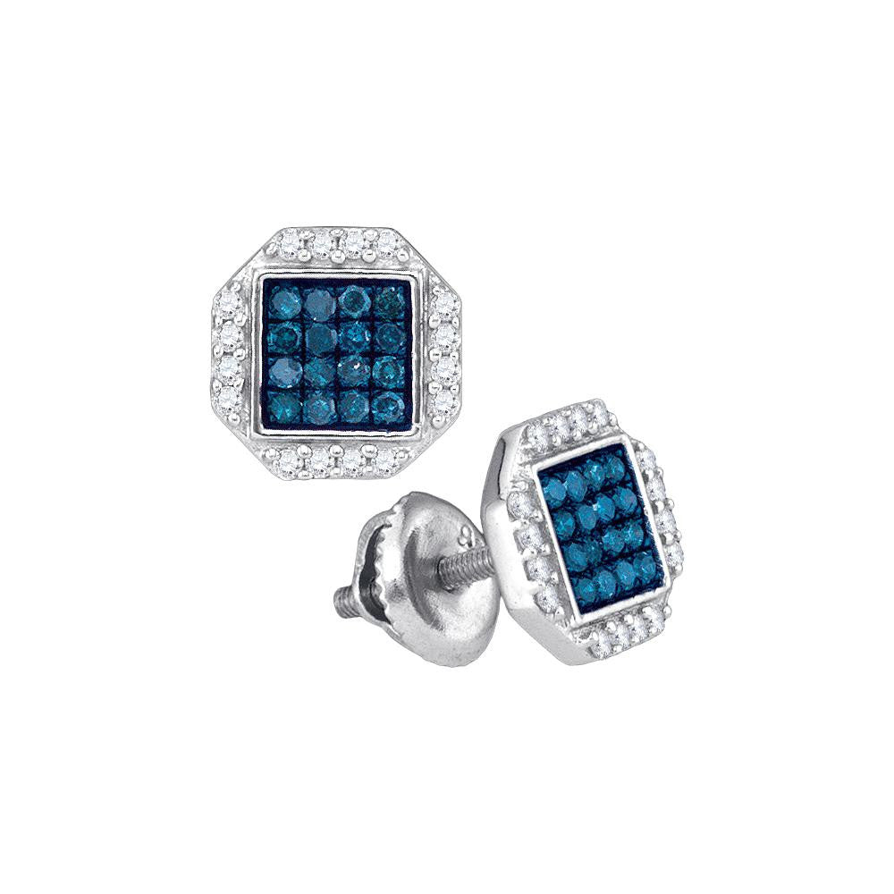 3-8CTW-Diamond MICRO-PAVE BLUE EARRING