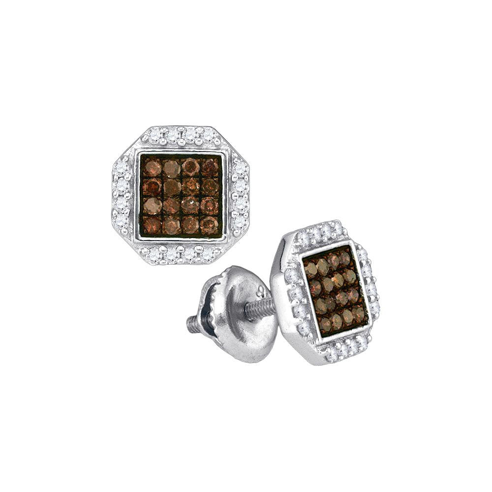 3-8CTW-Diamond MICRO-PAVE BROWN EARRING