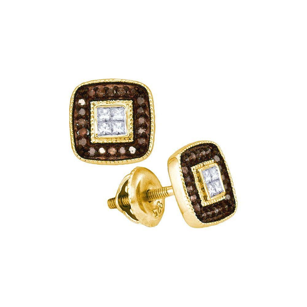 1-3CTW-Diamond MICRO-PAVE BROWN EARRING