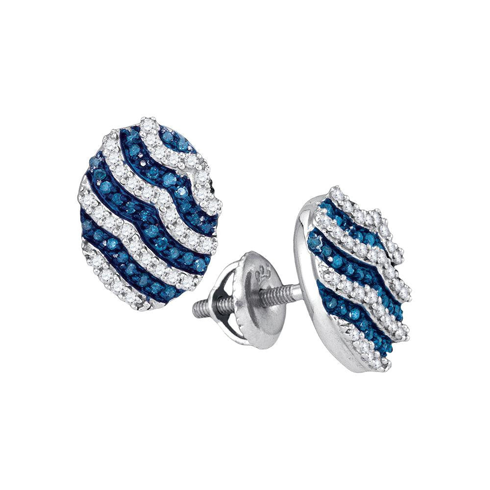 1-2CTW-Diamond MICRO-PAVE BLUE EARRING