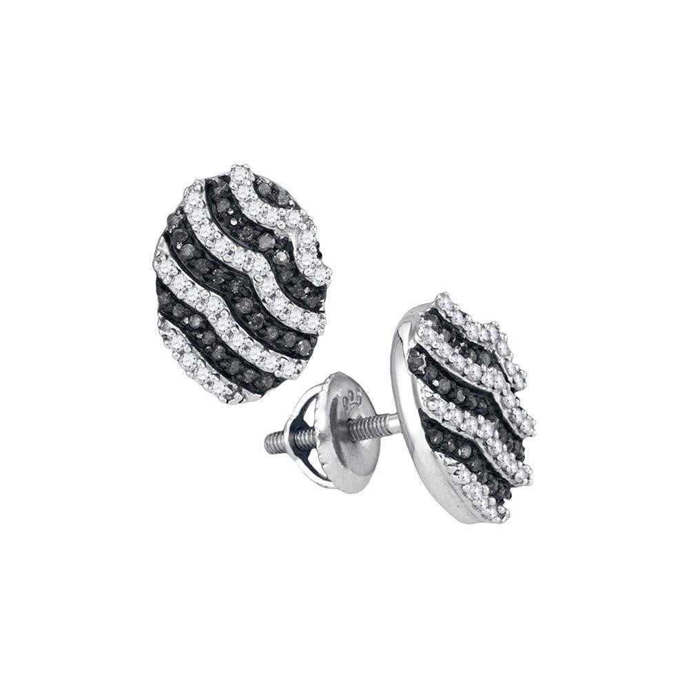 1-2CTW-Diamond MICRO-PAVE BLACK EARRING