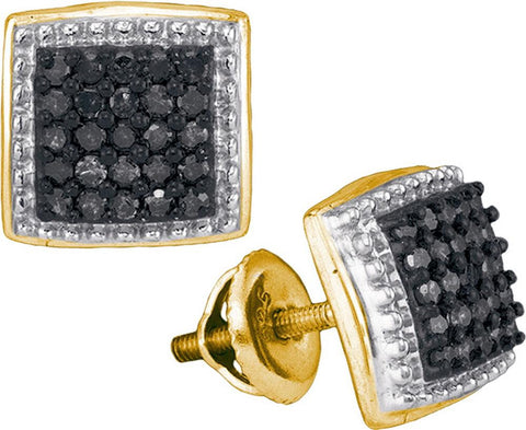 1-2CTW-Diamond MICRO-PAVE BLACK EARRING