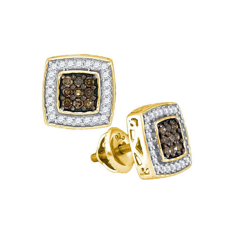 1-2CTW-Diamond MICRO-PAVE BROWN EARRING