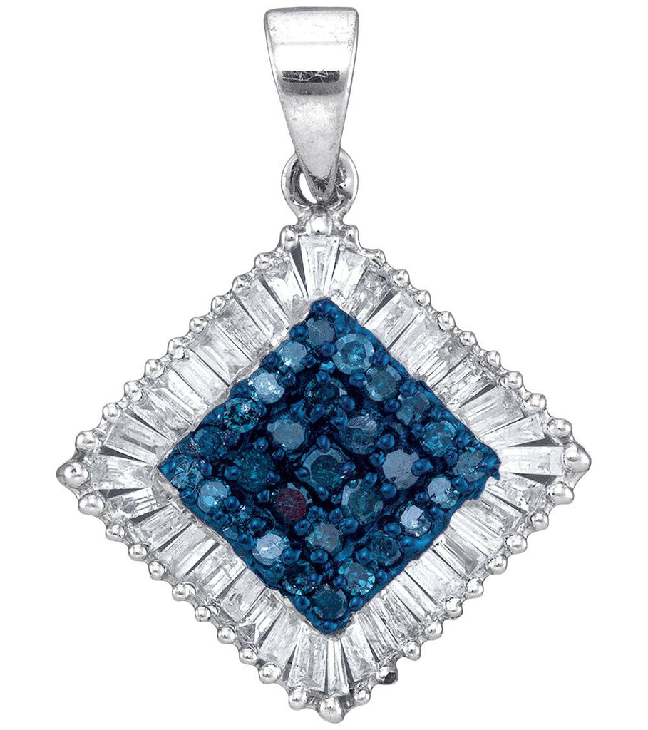 1-2CTW-Diamond BLUE MICRO-PAVE PENDANT