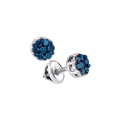 1-2CTW-Diamond MICRO-PAVE BLUE EARRING