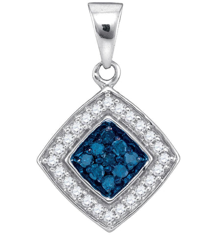 1-4CTW-Diamond MICRO-PAVE BLUE PENDANT