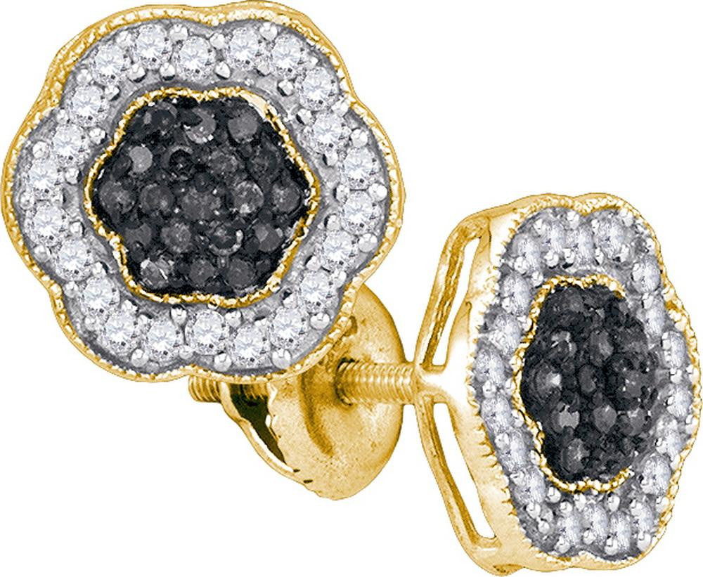 1-2CTW-Diamond MICRO-PAVE BLACK EARRING