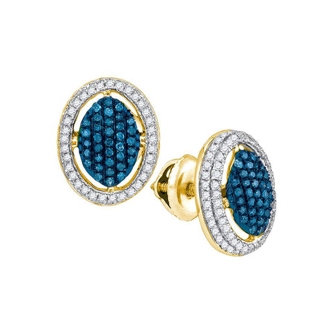 1-2CTW-Diamond MICRO-PAVE BLUE EARRING