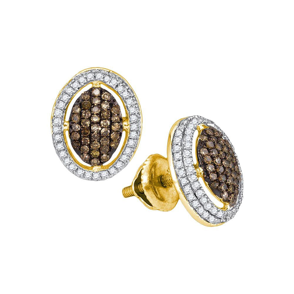 1-2CTW-Diamond MICRO-PAVE BROWN EARRING