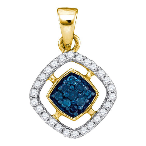 1-5CTW-Diamond MICRO-PAVE BLUE PENDANT