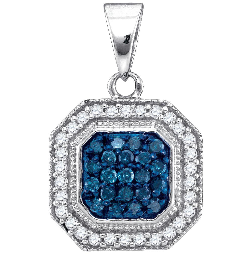 1-3CTW-Diamond BLUE MICRO-PAVE PENDANT