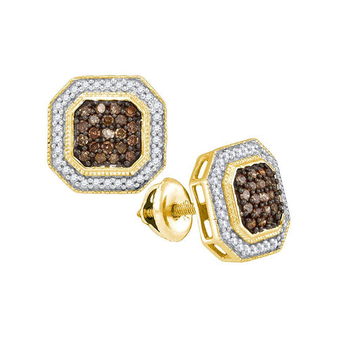 1-2CTW-Diamond BROWN MICRO-PAVE EARRING