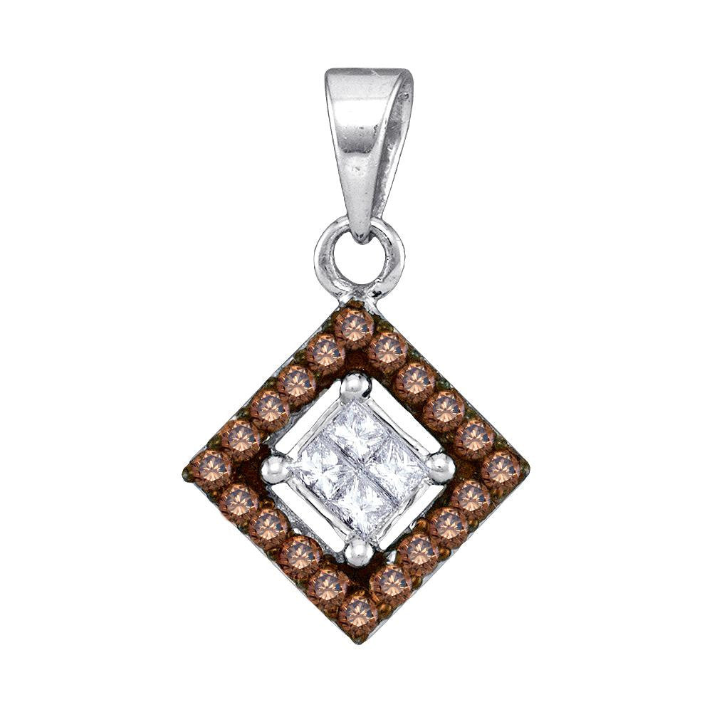 1-3CTW-Diamond MICRO-PAVE BROWN PENDANT