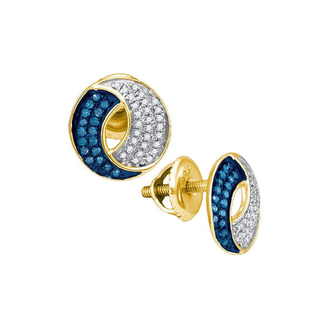 1-5CTW-Diamond MICRO-PAVE BLUE EARRING