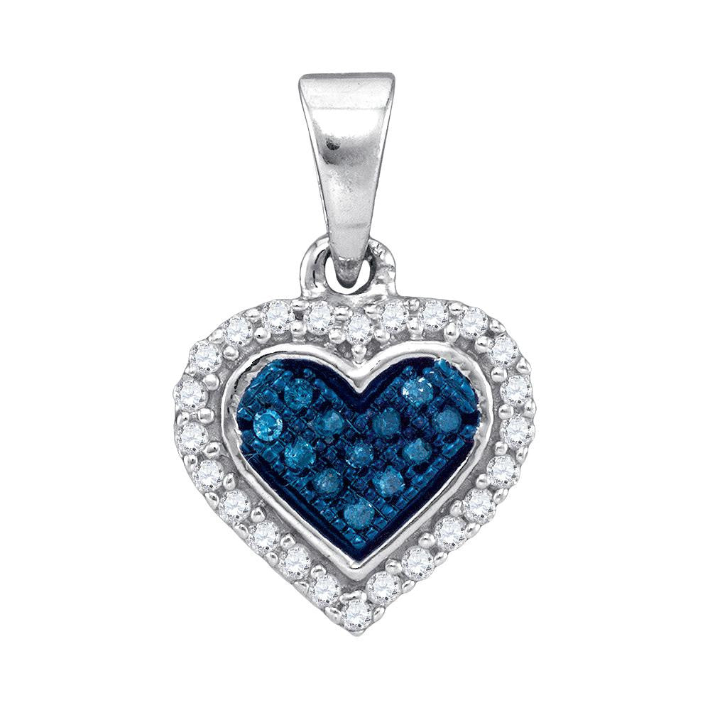 1-8CTW-Diamond MICRO-PAVE BLUE HEART PENDANT