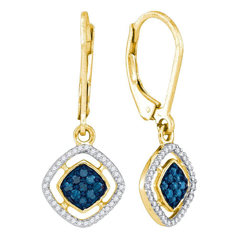 1-3CTW-Diamond MICRO-PAVE BLUE EARRING