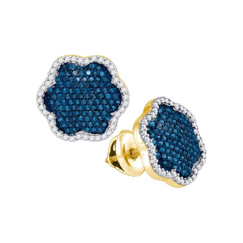 1-2CTW-Diamond MICRO-PAVE BLUE EARRING