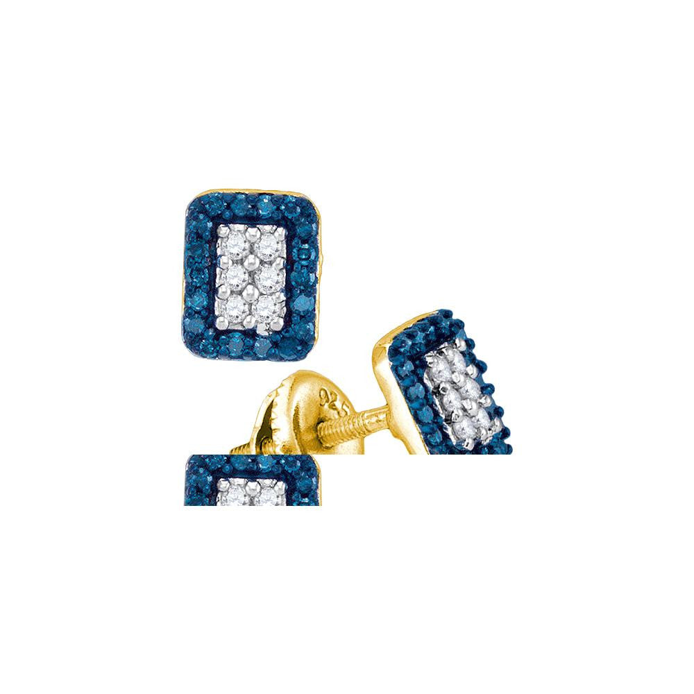 1-3CTW-Diamond MICRO-PAVE BLUE EARRING