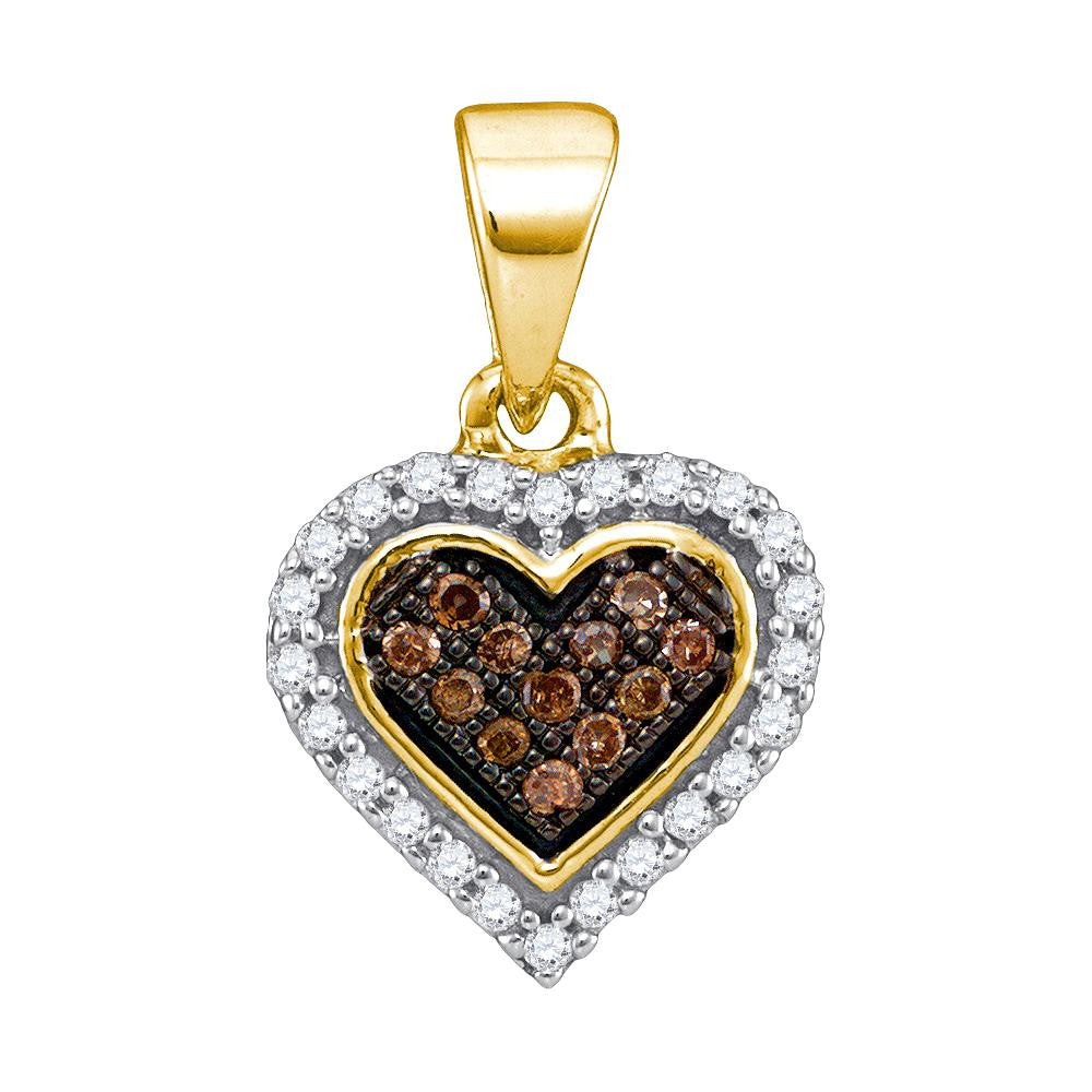 1-8CTW-Diamond MICROPAVE BROWN HEART PENDANT