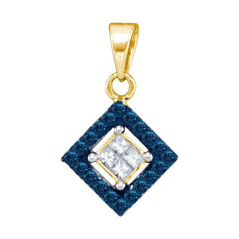 1-3CTW-Diamond MICRO-PAVE BLUE PENDANT