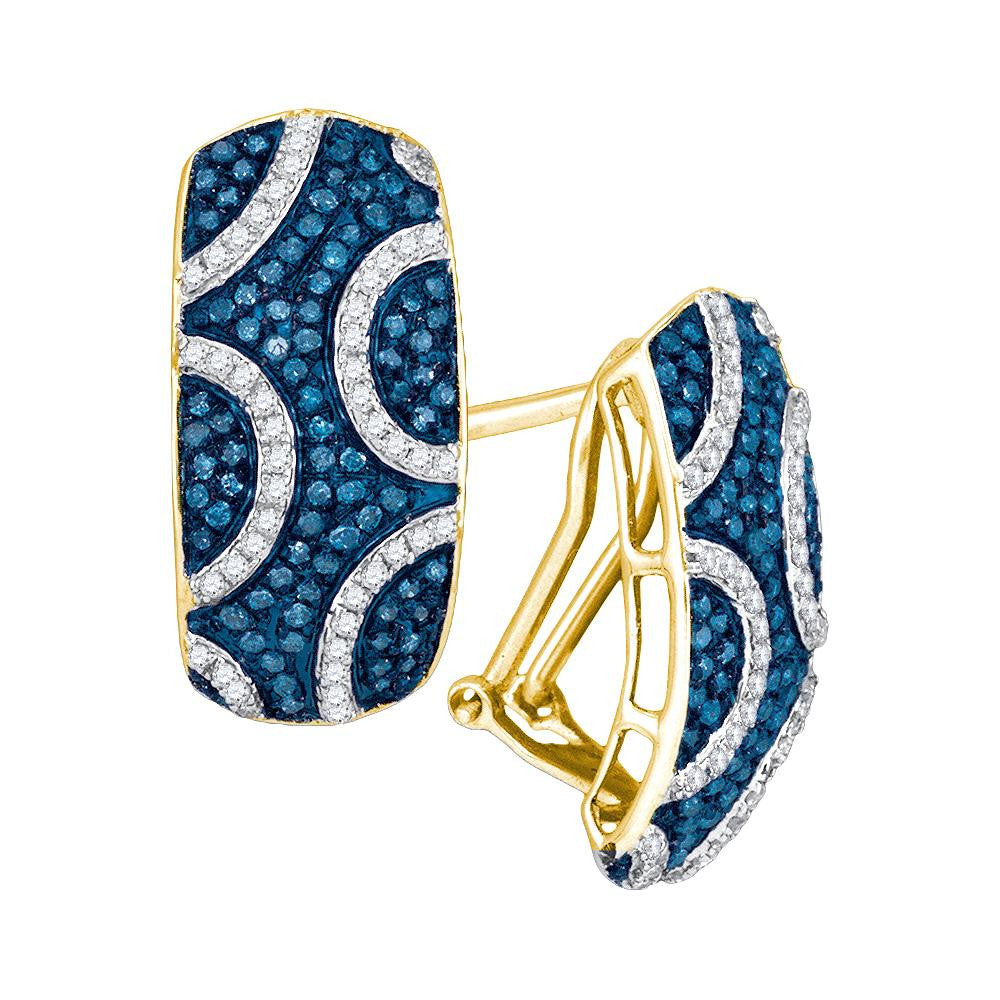 3-4CTW-Diamond MICRO-PAVE BLUE EARRING