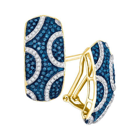 3-4CTW-Diamond MICRO-PAVE BLUE EARRING