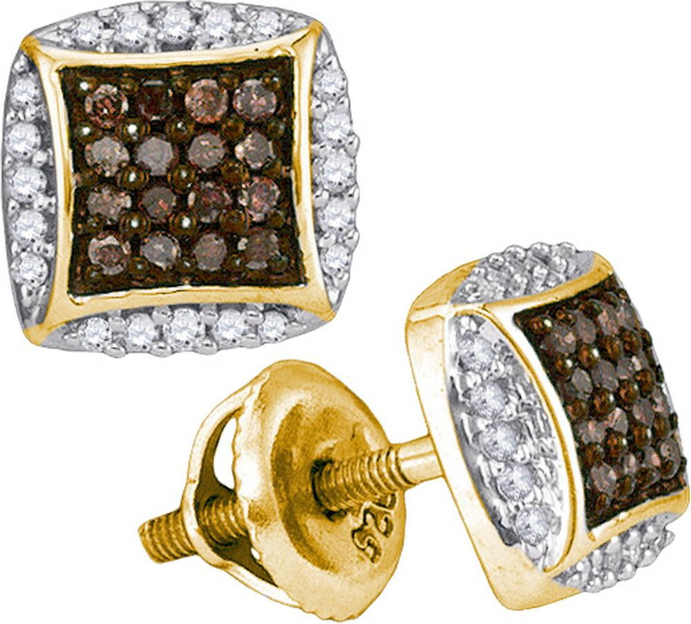 1-3CTW-Diamond MICRO-PAVE BROWN EARRING