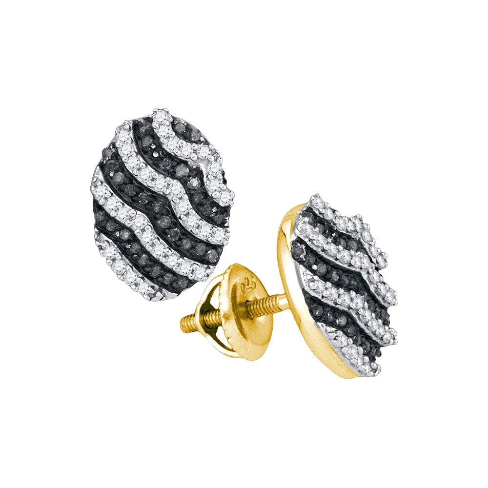 1-2CTW-Diamond MICRO-PAVE BLACK EARRING