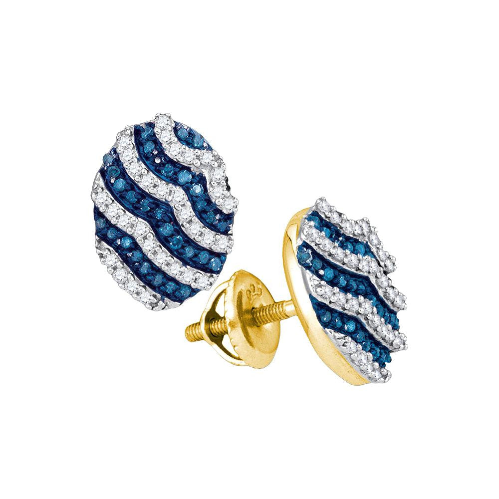 1-2CTW-Diamond MICRO-PAVE BLUE EARRING