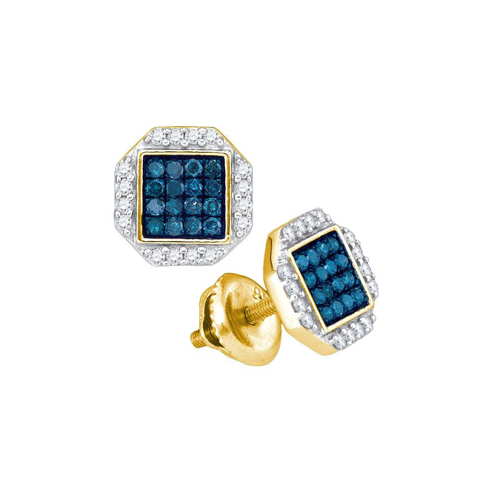 3-8CTW-Diamond MICRO-PAVE BLUE EARRING