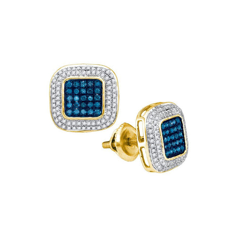 1-2CTW-Diamond MICRO-PAVE BLUE EARRING