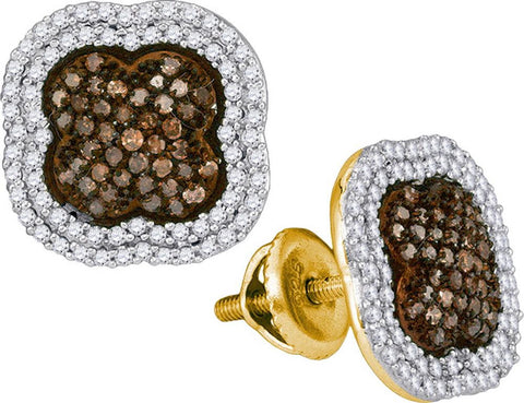 3-4CTW-Diamond MICRO-PAVE BROWN EARRING