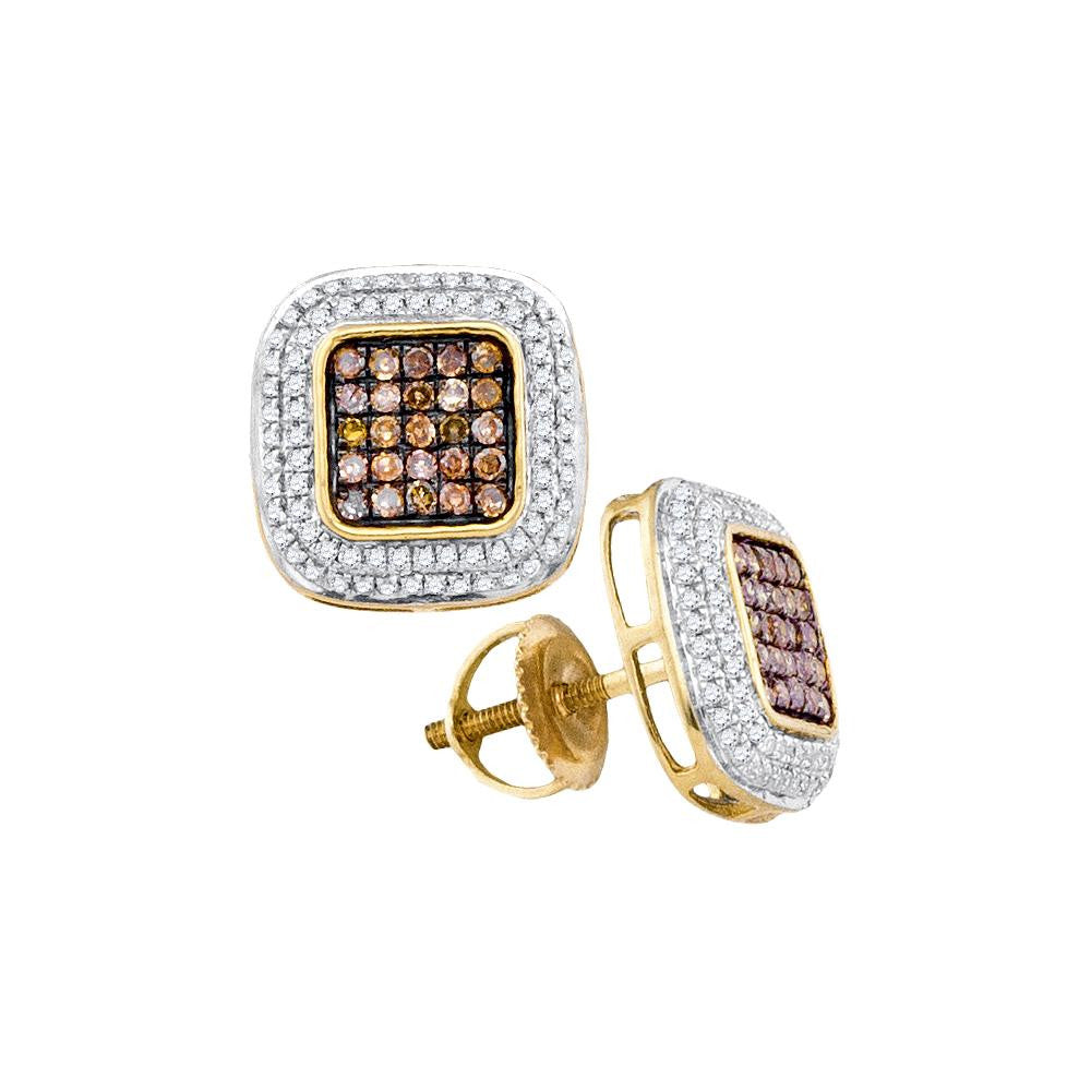 1-2CTW-Diamond MICRO-PAVE BROWN EARRING