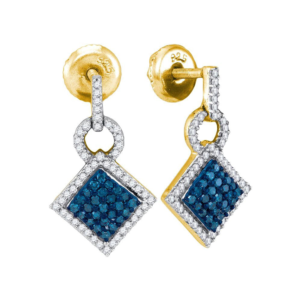 1-2CTW-Diamond MICRO-PAVE BLUE EARRING