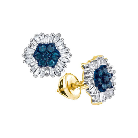 7-8CTW-Diamond MICRO-PAVE BLUE EARRING