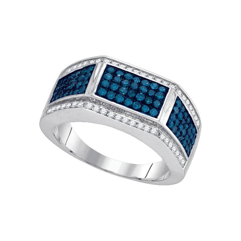 1 CTW-Diamond BLUE  MENS RING