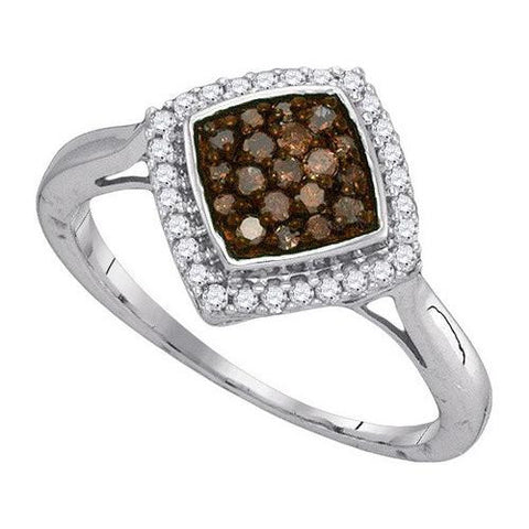 10K White-gold 0.33CTW COGNAC DIAMOND FASHION RING