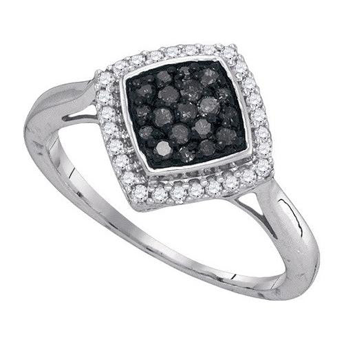 10K White-gold 0.33CTW BLACK DIAMOND FASHION RING