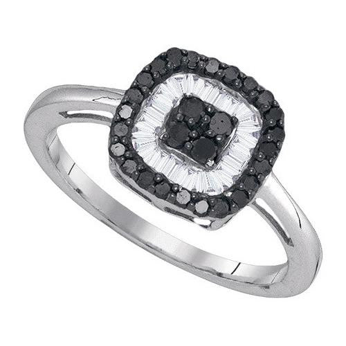 10K White-gold 0.50CTW BLACK DIAMOND FASHION RING