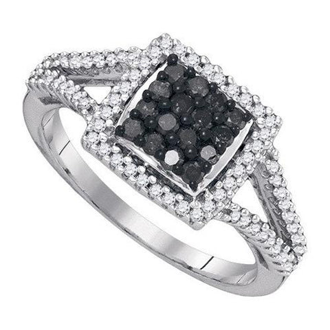 10K White-gold 0.50CTW BLACK DIAMOND FASHION RING