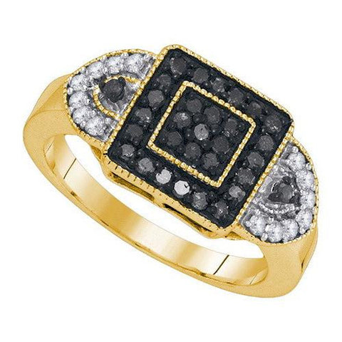 10K Yellow-gold 0.50CTW BLACK DIAMOND FASHION RING