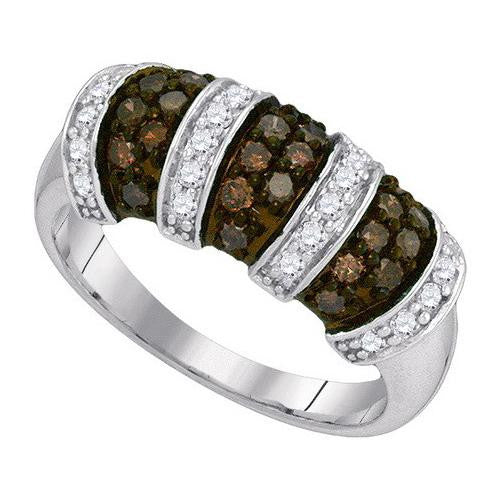 10KT White Gold 0.75CTW COGNAC DIAMOND FASHION RING