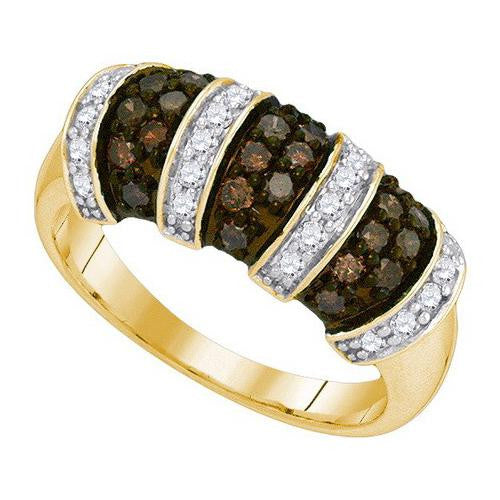10K Yellow-gold 0.75CTW COGNAC DIAMOND FASHION RING